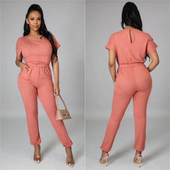 Harmony In Nature Pants - Terra Cotta Jogger Jumpsuit